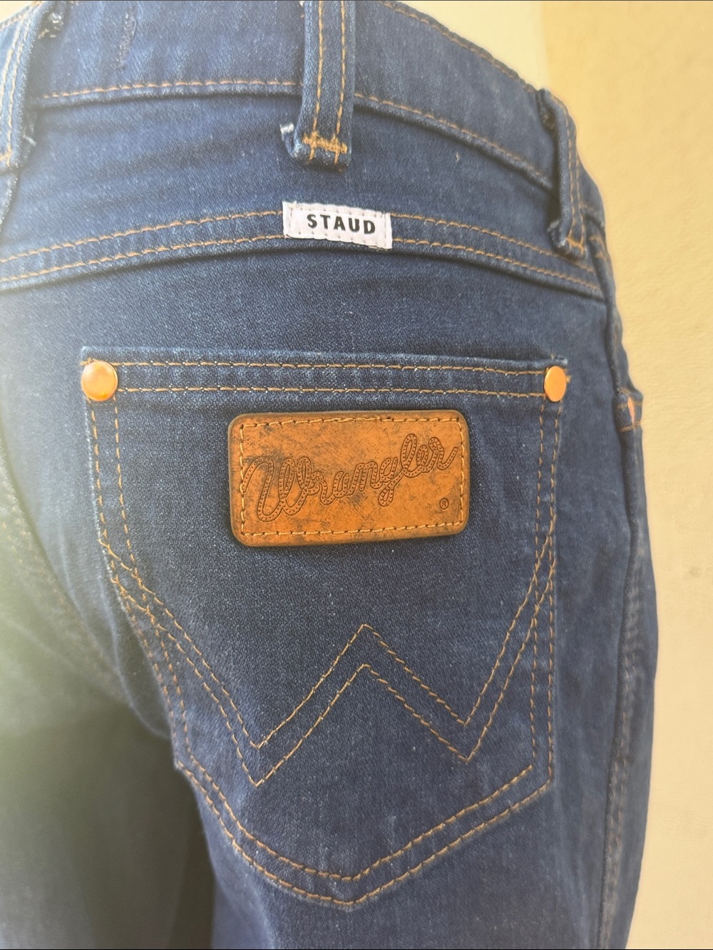 STAUD x Wrangler Denim The Bikini Jean Dark Rinse Size 25 X 34 - Picture 12 of 16